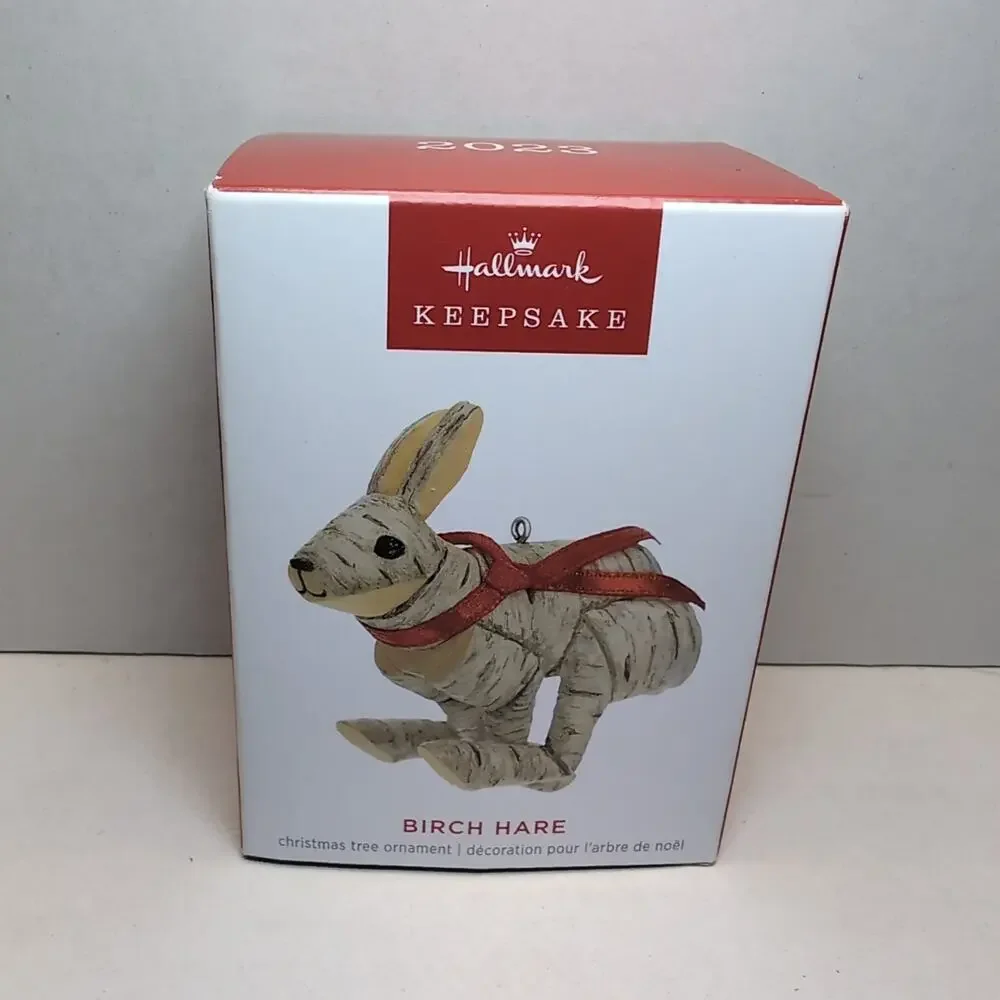Hallmark Christmas‎ Ornament Birch Hare Wood Look Running Rabbit 2023